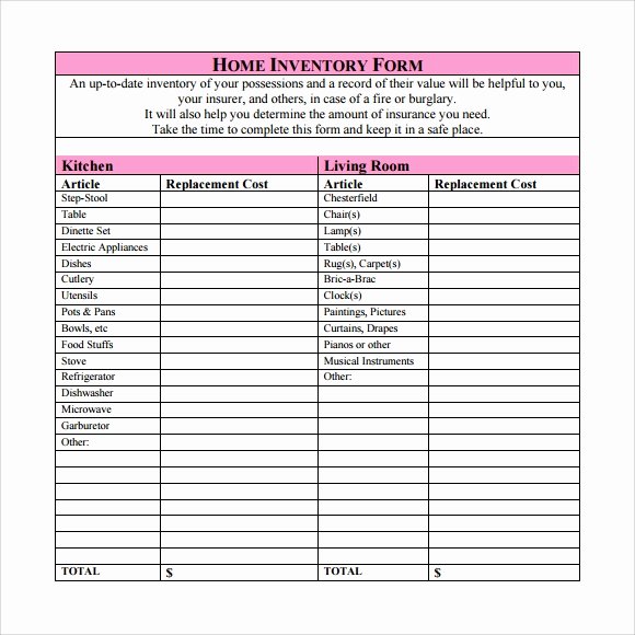 Estate asset Inventory Worksheet Unique Free 8 Home Inventory Templates In Pdf