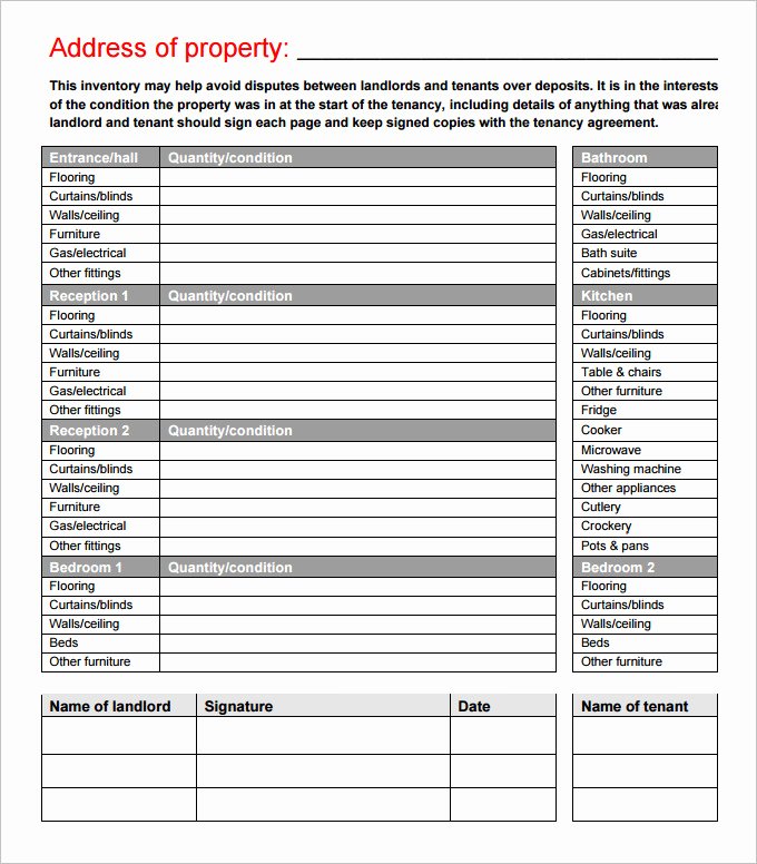 Estate Personal Property Inventory form New 17 Property Inventory Templates Word Pdf Excel