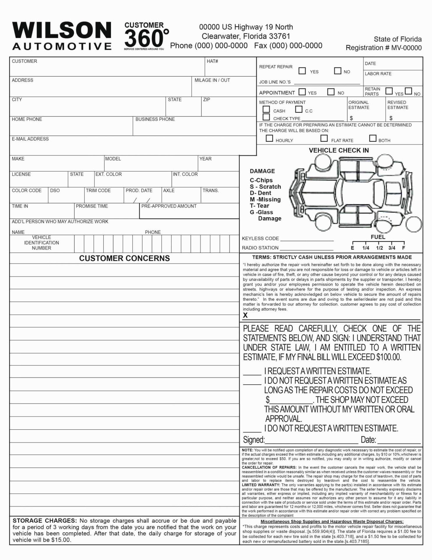 30 Estimate Of Repairs Form Example Document Template