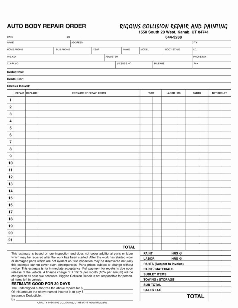 Auto Repair Estimate Abbreviations