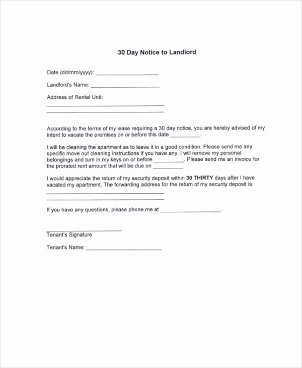 Example Of 30 Day Notice Inspirational 13 30 Day Notice Templates Google Docs Ms Word Apple