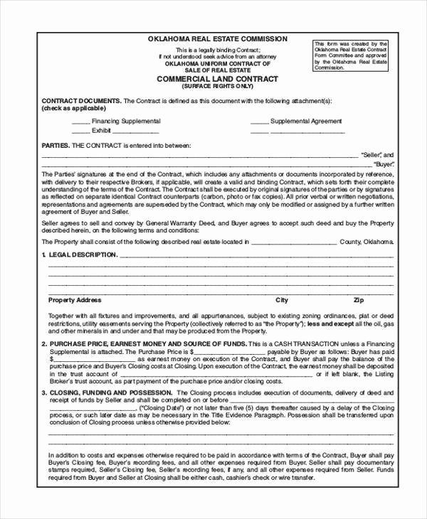 Example Of A Land Contract New 7 Land Contract form Samples Free Sample Example