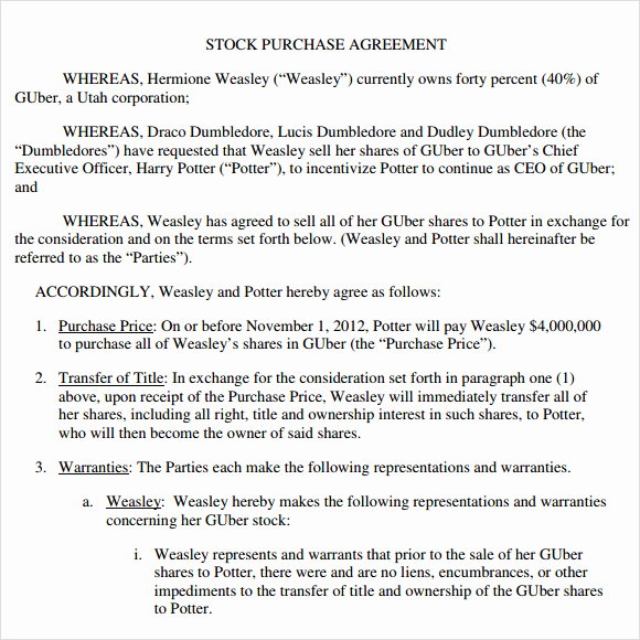 Example Of A Purchase Agreement Elegant 8 Stock Purchase Agreement Samples Word Pdf