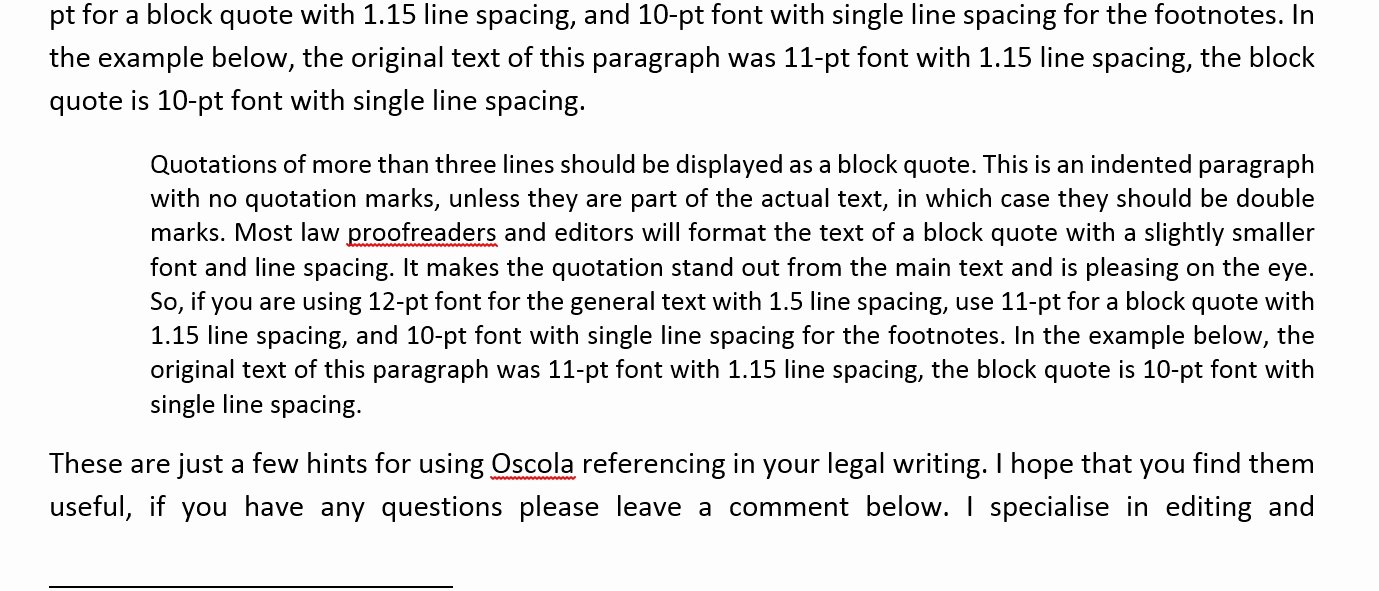 Example Of A Quotation Elegant Oscola Referencing Part Two Liz Brown Editing
