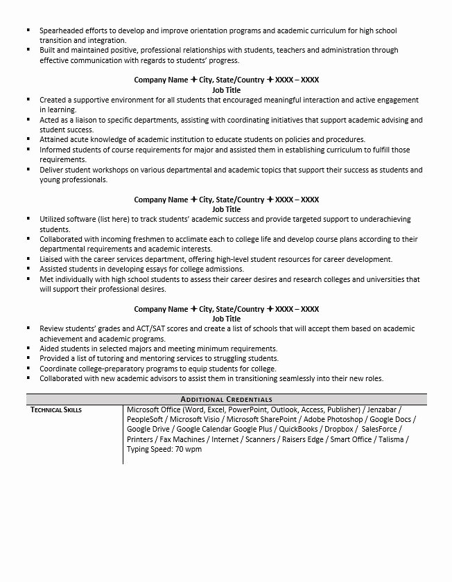Example Of Academic Resume Lovely Academic Advisor Resume Example and Tips Zipjob