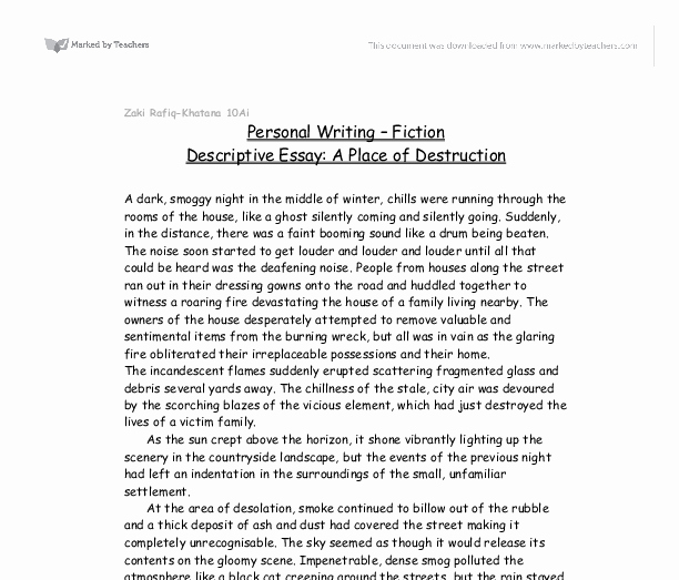 Example Of Descriptive Essay Elegant Descriptive Essay A Place Of Destruction Gcse English