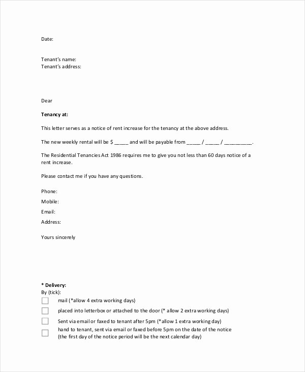 Example Of Rent Increase Letter Inspirational Free 19 Notice Letter Examples In Pdf Doc