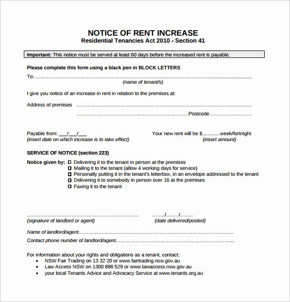 Example Of Rent Increase Letter Unique Sample Rent Increase Notice 10 Free Documents In Pdf Word