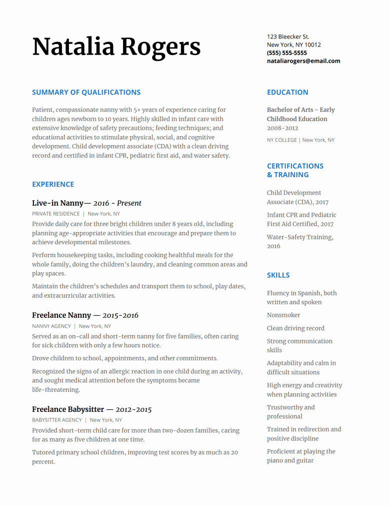 Examples Of Nanny Resumes Luxury How to Write A Nanny Resume to Wow Any Family [with Resume