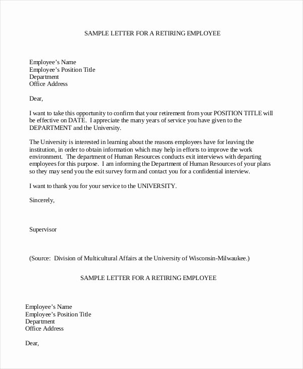 Examples Of Retirement Letters Beautiful 2 Retirement Letter to Employer Pdf