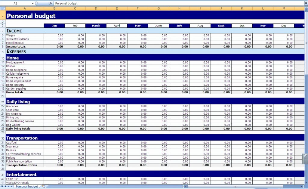 Excel Home Budget Template Unique Monthly and Yearly Bud Spreadsheet Excel Template