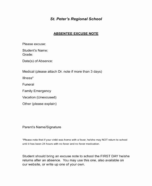 Excuse Note for School Template New 11 School Excuse Note Templates Pdf