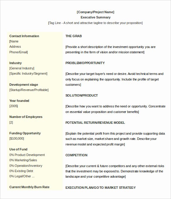 Executive Summary Outline Template New 31 Executive Summary Templates Free Sample Example
