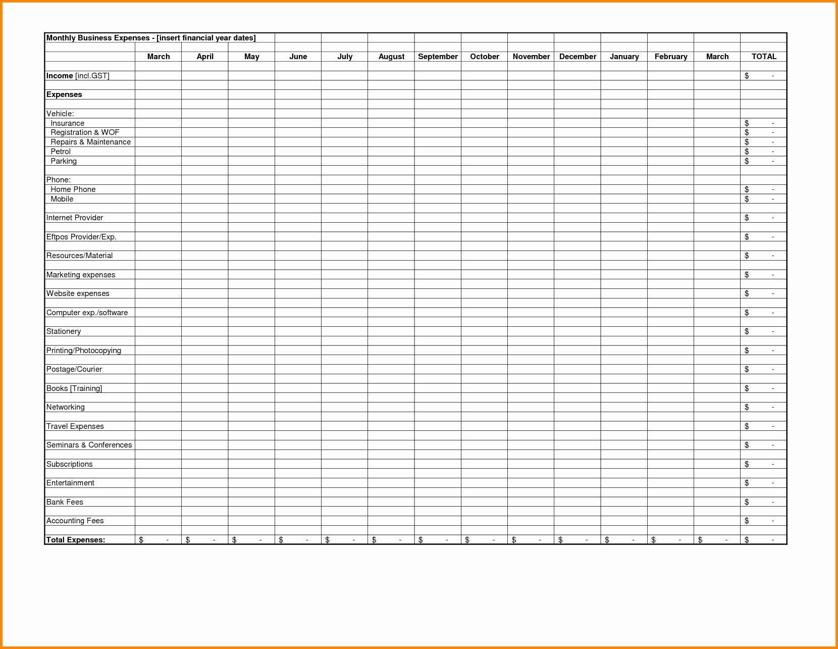 30 Expense And Income Spreadsheet Example Document Template