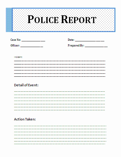 Fake Accident Report Template Beautiful Printable Sample Police Report Template form