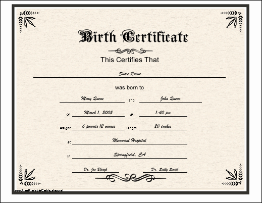 Fake Birth Certificate Template Beautiful A Basic Printable Birth Certificate with An Elaborate