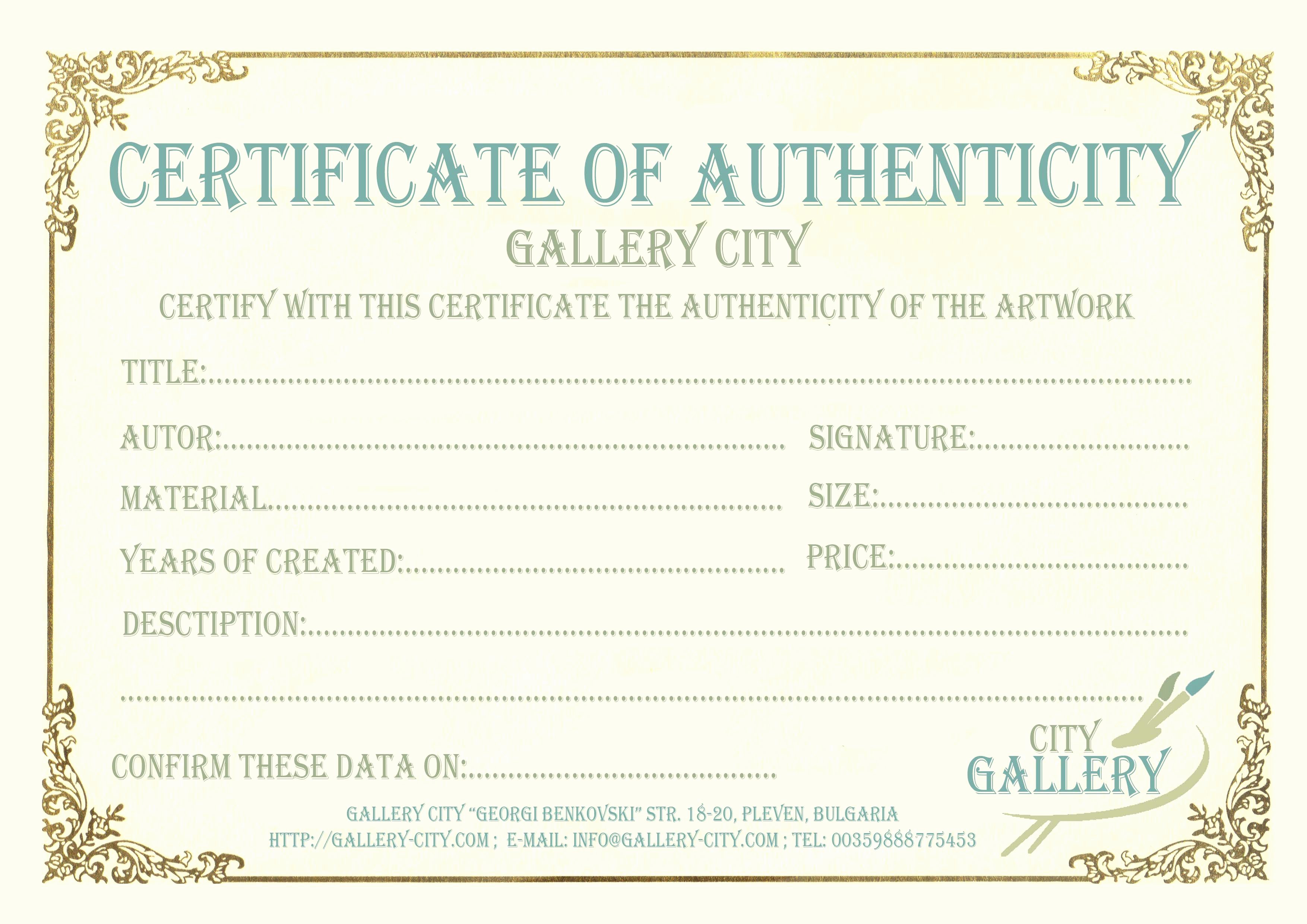 Fake Certificate Of Authenticity Inspirational Certificate Authenticity Template