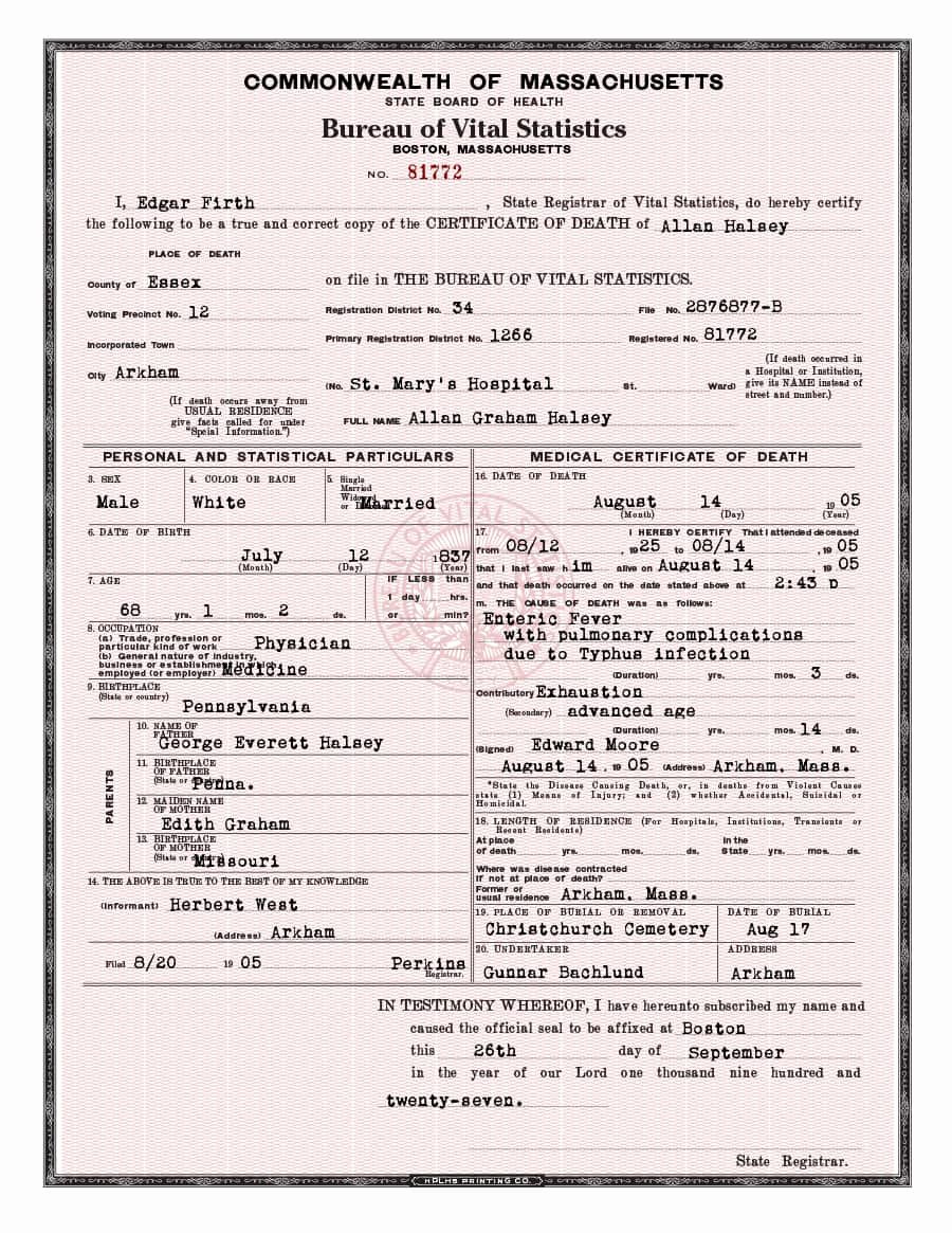 Fake Death Certificate Template Inspirational 37 Blank Death Certificate Templates [ Free]