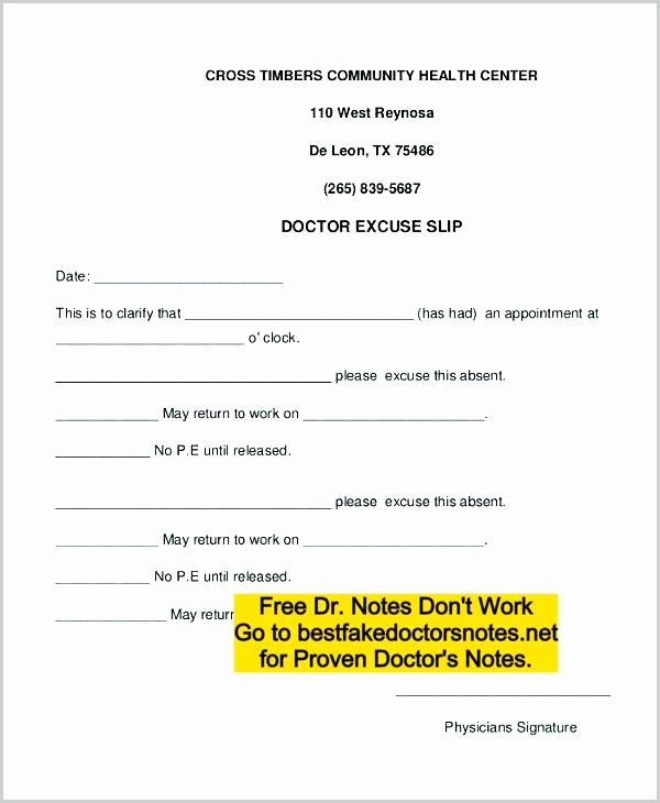 Fake Dr Notes Free Fresh Fake Doctors Note Excuse Templates for Work &amp; School Pdf