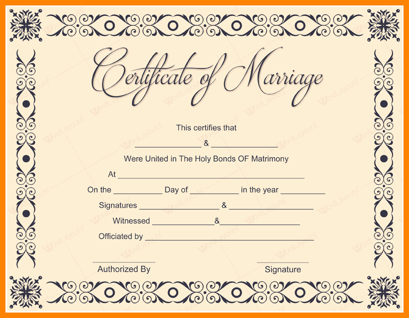 Fake Marriage Certificate Template Inspirational 9 Marriage Certificate Template Microsoft Word