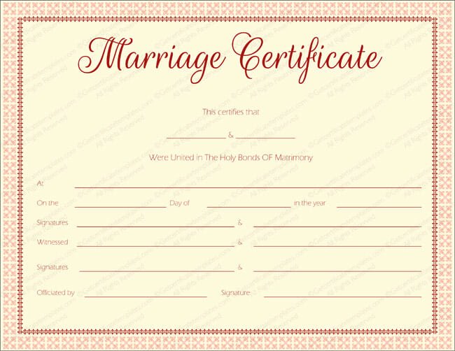 Fake Marriage Certificate Template Luxury Maroon Delight Marriage Certificate Template Marriage