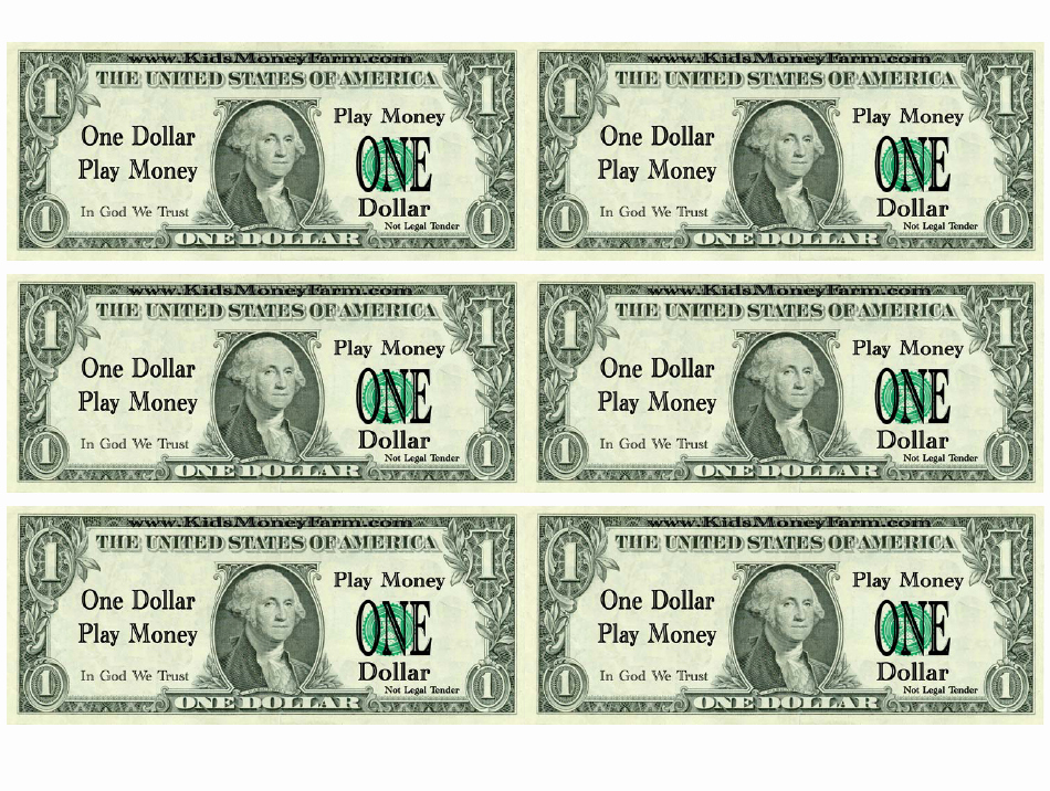 Fake Money Template Word Elegant E Dollar Bill Play Money Template Printable Pdf