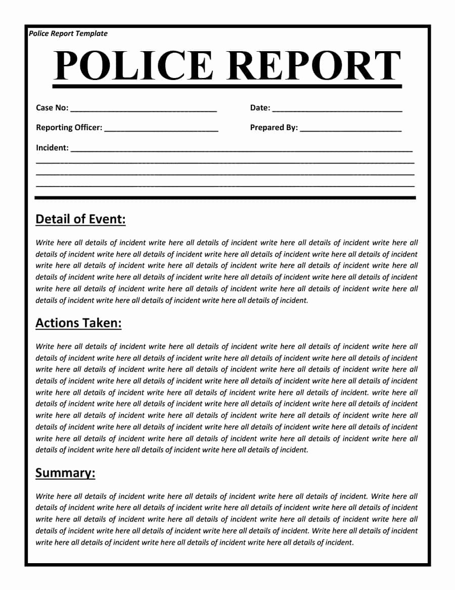 Fake Police Report form Beautiful 20 Police Report Template &amp; Examples [fake Real