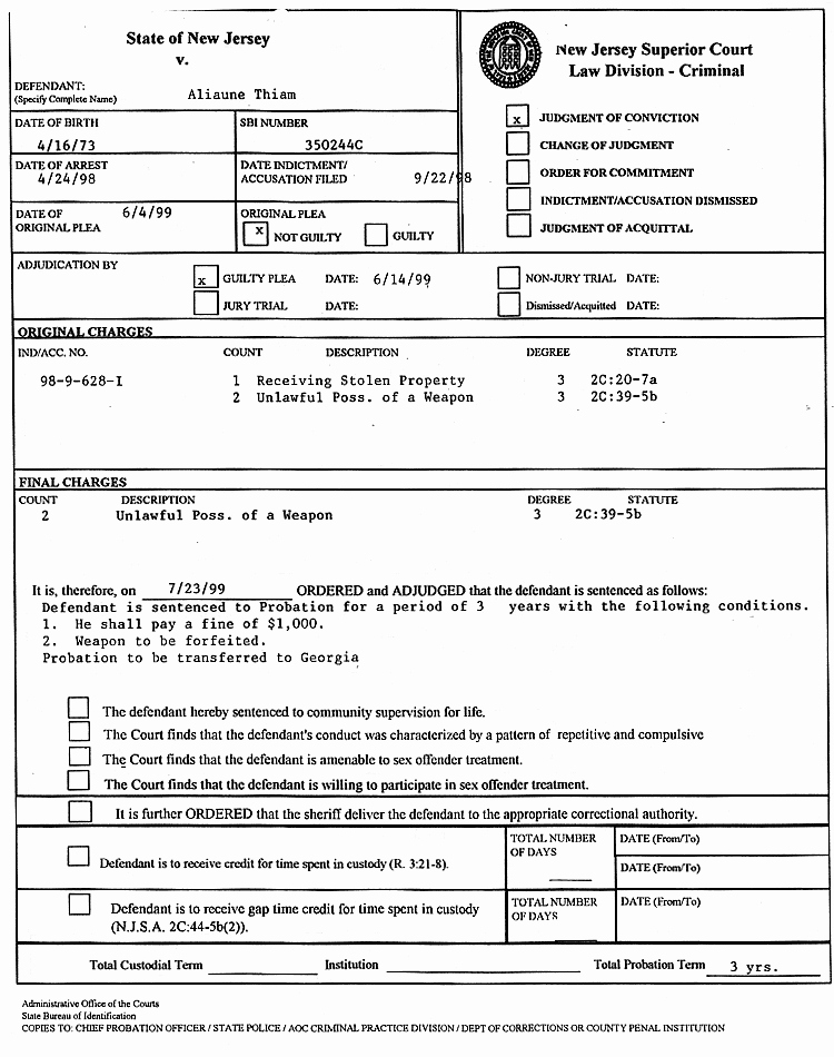 Fake Police Report form Luxury Akon New Jersey Judgment