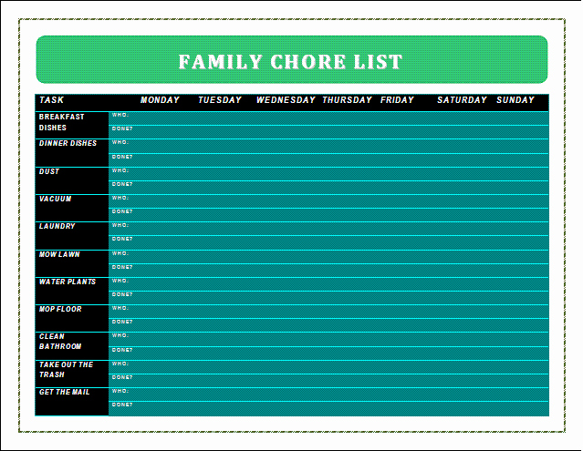 Family Chore Chart Templates Fresh Healthy Living Mama organizing Your Cleaning Schedule