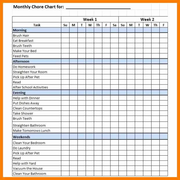 Family Chore Chart Templates Inspirational 10 11 Family Chore List Template