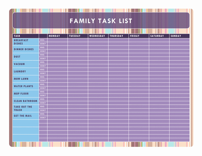 Family Chore Chart Templates Lovely Family Chore Chart