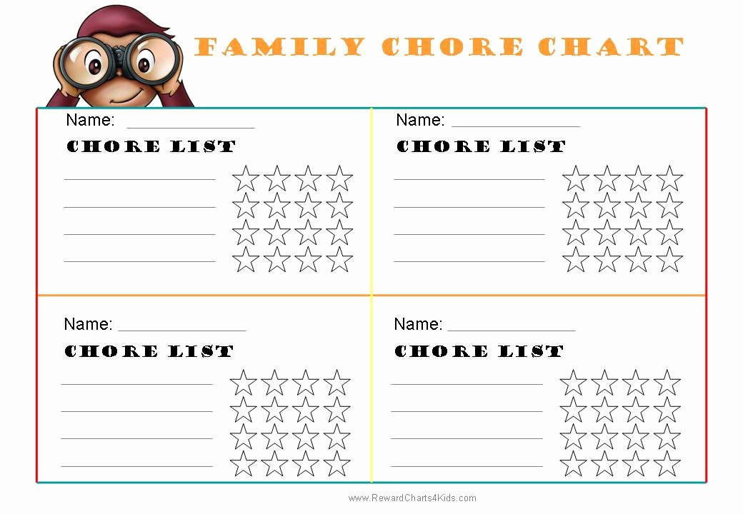Family Chore Charts Templates Beautiful Curious George Charts