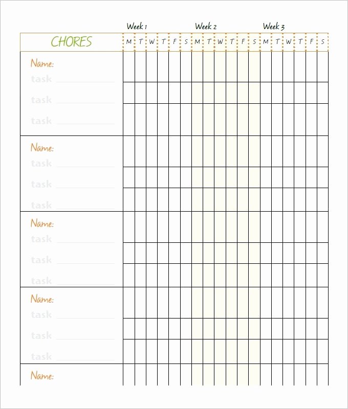 Family Chore Charts Templates Lovely Weekly Chore Checklist Template
