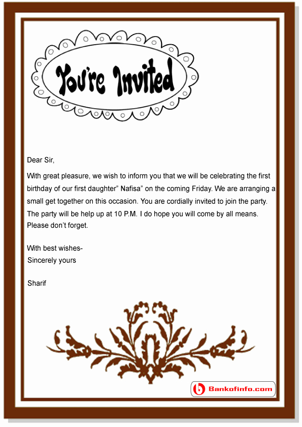 Family Get together Invitation Letter Unique Birthday Invitation Letter Sample