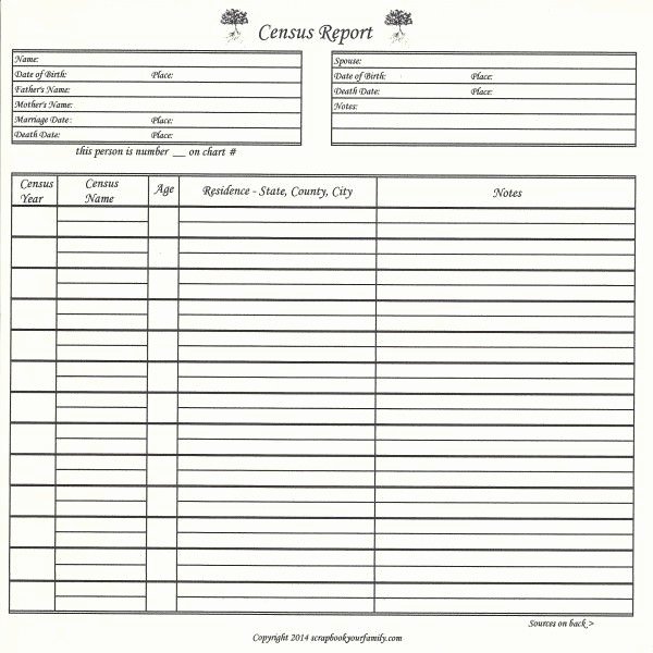 Family Tree forms and Charts Luxury Our Roots Census Report 8&quot; X 8&quot;