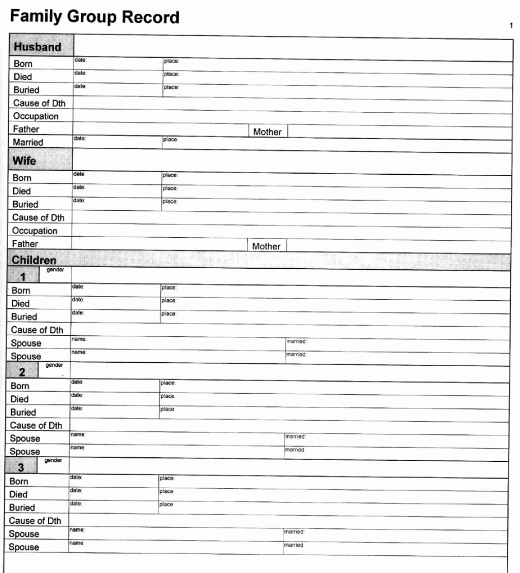 Family Tree forms Printable Elegant Genealogy the Family Group Sheet