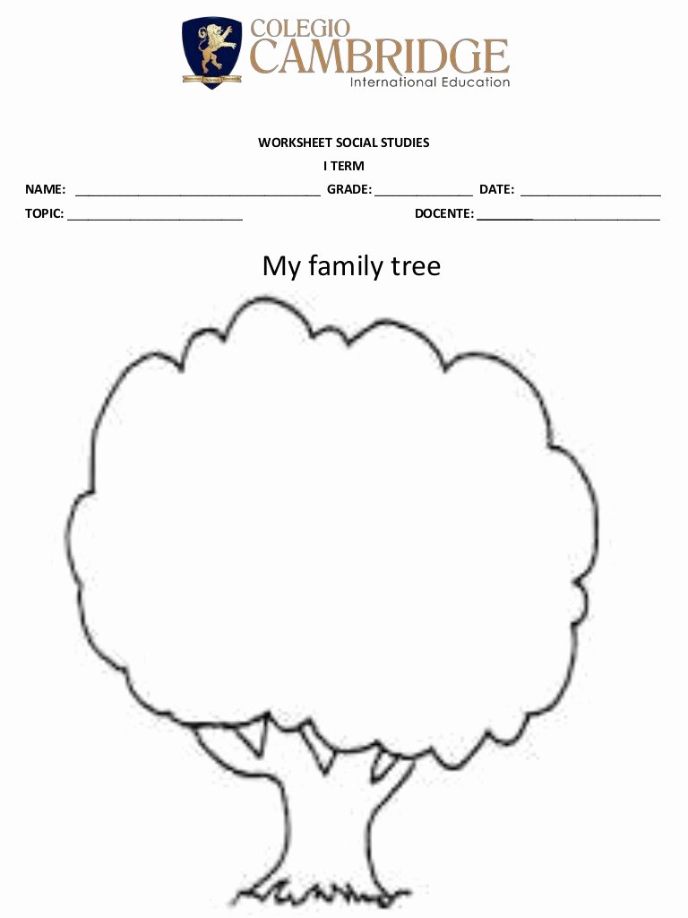 Family Tree Worksheet Printable Unique Worksheet 2 My Family Tree