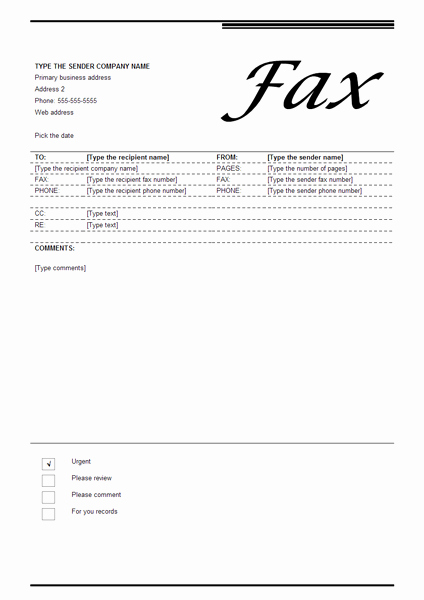 Fax Cover Page Sample New Business form Examples