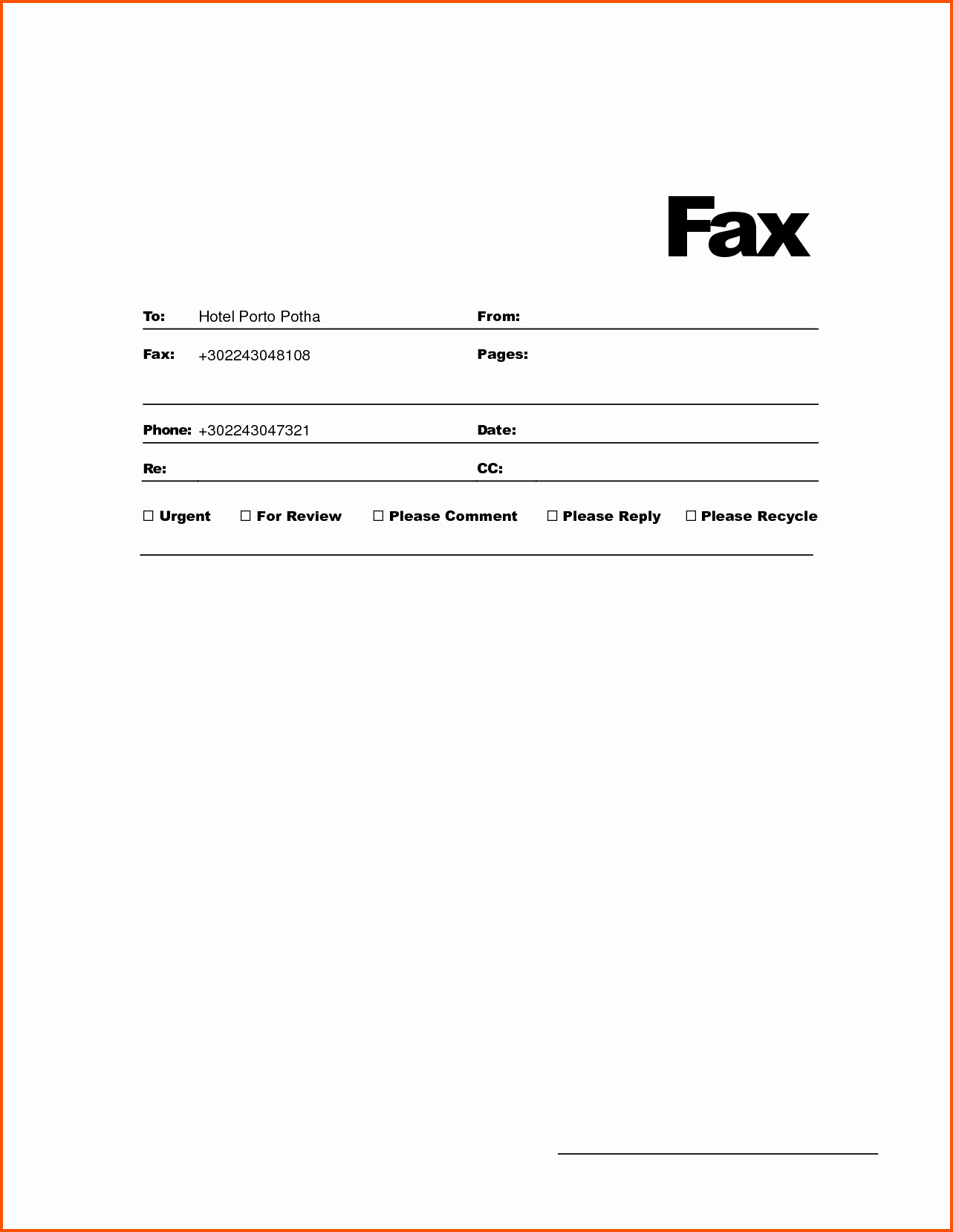 Fax Cover Page Template Fresh 7 Fax Template Word