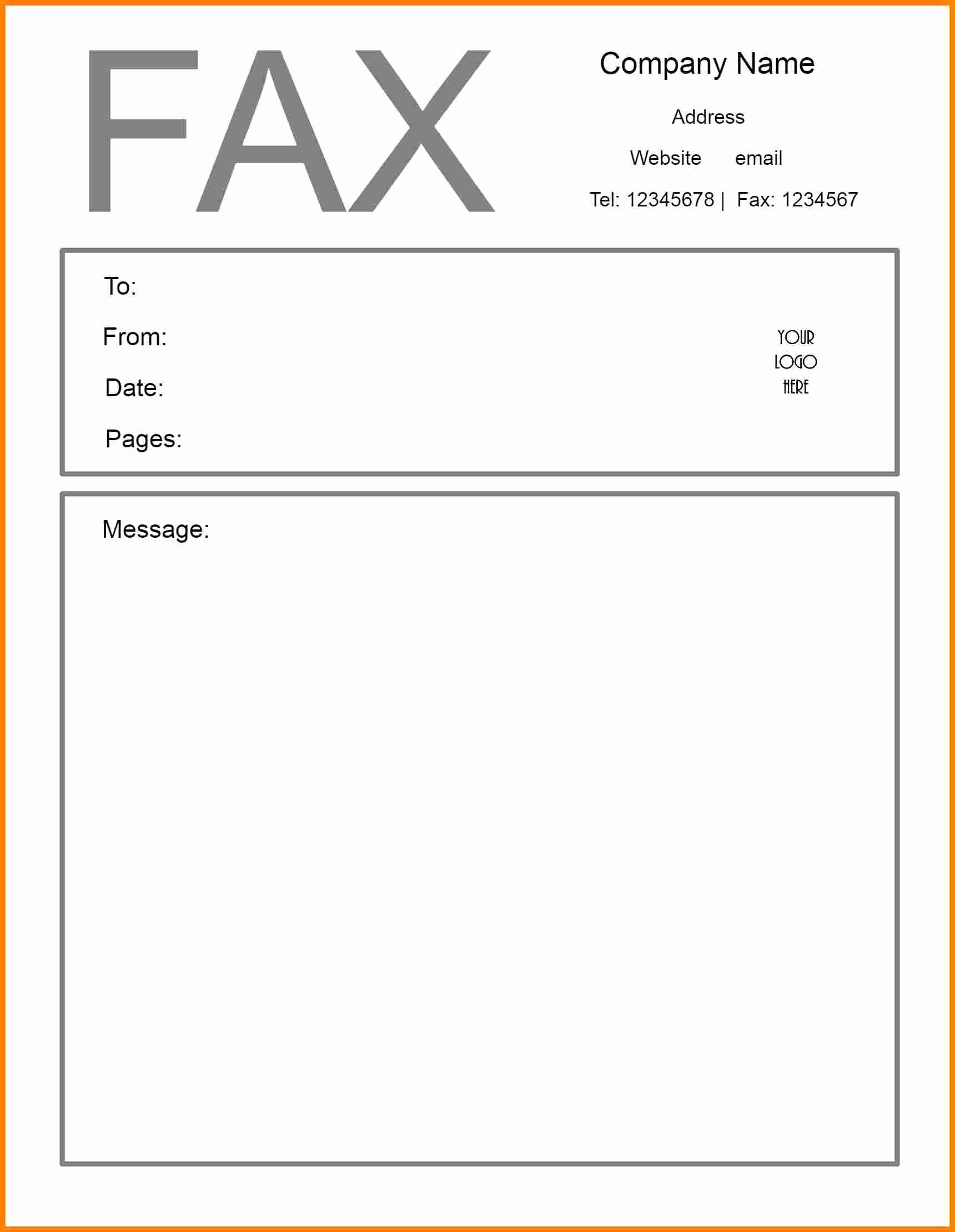 Fax Cover Page Template Unique Fax Header Template Word Picture – Microsoft Word Fax