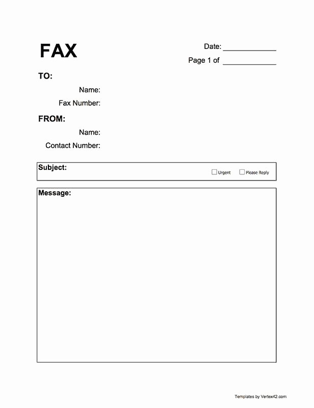 Fax Cover Sheet Template Best Of Free Printable Fax Cover Sheet Pdf From Vertex42