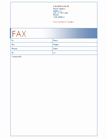 Fax Cover Sheet Word Template Awesome Fax Cover Sheet Blue Design Template for Word 2003