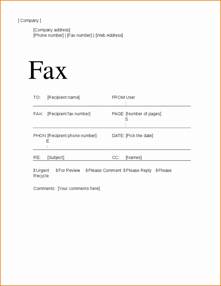 Fax Cover Sheet Word Template Inspirational 4 Fax Cover Sheet In Word