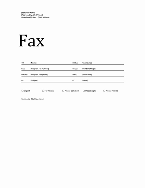Fax Cover Sheet Word Template Unique Fax Cover Sheet