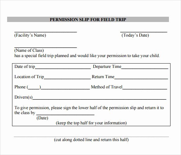 Field Trip Permission Slip form Lovely Free 14 Permission Slip Samples In Word