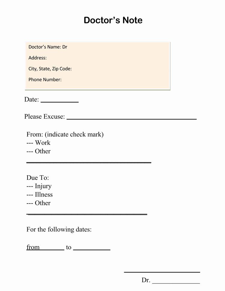 Fill In Doctor Note Best Of 9 Best Free Doctors Note Templates for Work