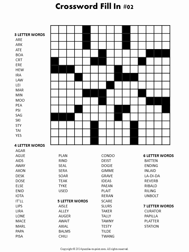 Fill In Puzzles Printable Best Of Crossword Fill In Puzzles Printable Vocabulary Builders