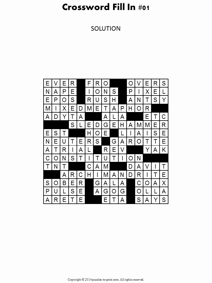 Fill In Puzzles Printable Fresh Crossword Fill In Puzzles Printable Vocabulary Builders