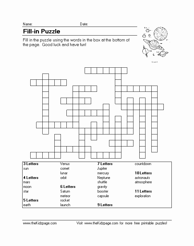 Fill In Puzzles Printable Inspirational Space Fill In Puzzle Free Printable Learning Activities