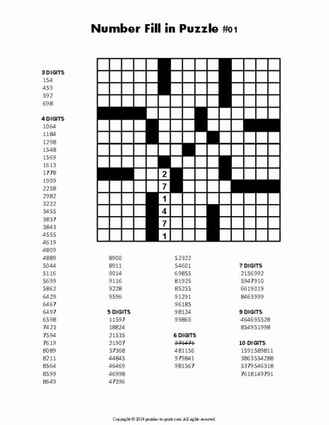 Fill In Puzzles Printable Lovely Number Fill In Puzzles Volume 1 Printable Pdf – Puzzles